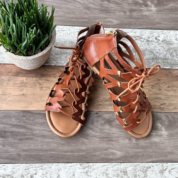 Steve Madden Shoes - Steve Madden Cognac Gladiator Lace-up Sandals Size 8.5